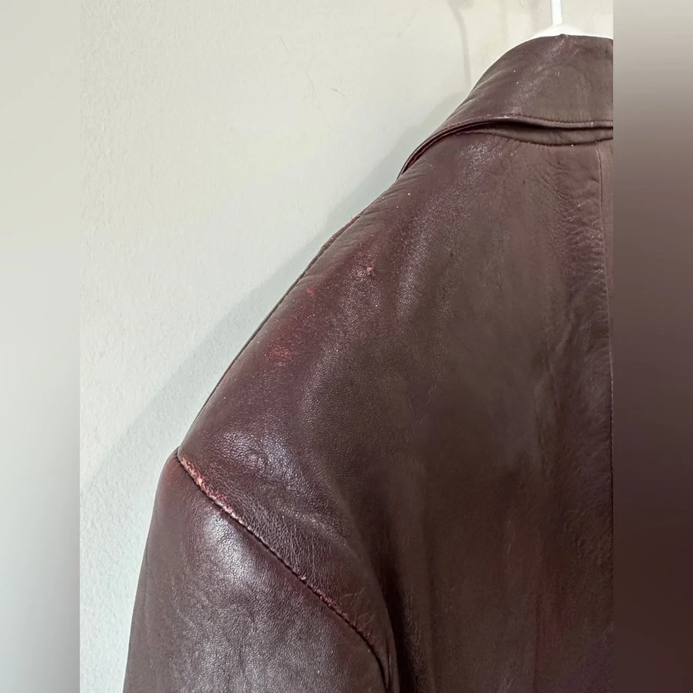 70's Vintage Sport Genuine Leather Blazer Jacket Size - Picture 14 of 15